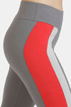 Zelocity Mid Rise High Quality Stretch Leggings - Grey Red — thumbnail 5